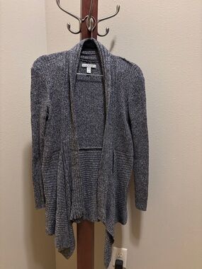 Dana Buchman Black and White heathered Open-Front Draped Cardigan